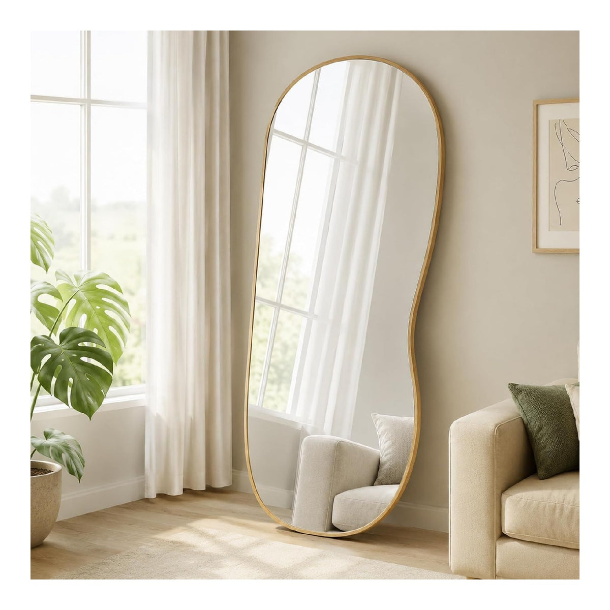Miroirs muraux avec rangement ferme finition bois naturel