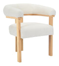Chaise confortable finition bois revetement boucle blanc 64 x 60 x 78 centim