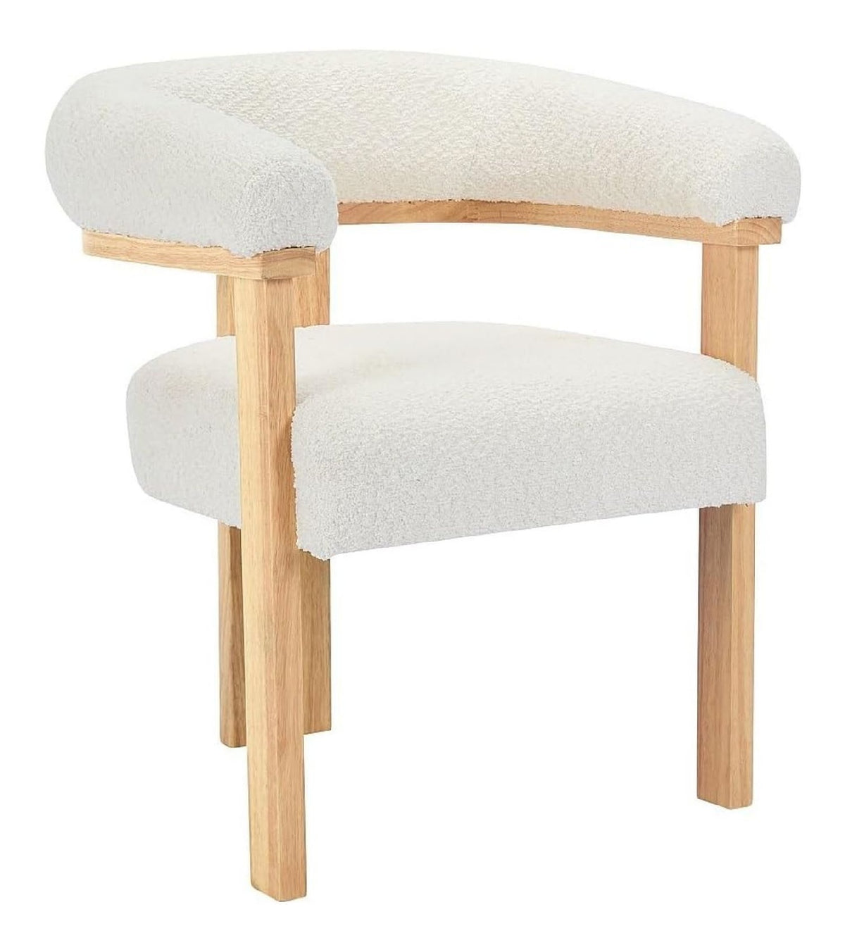 Chaise confortable finition bois revetement boucle blanc 64 x 60 x 78 centim