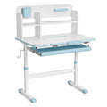Bureau Enfant R¨¦glable en Hauteur MDF M¨¦tal Blanc/Bleu