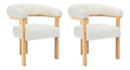 Chaise confortable finition bois revetement boucle blanc