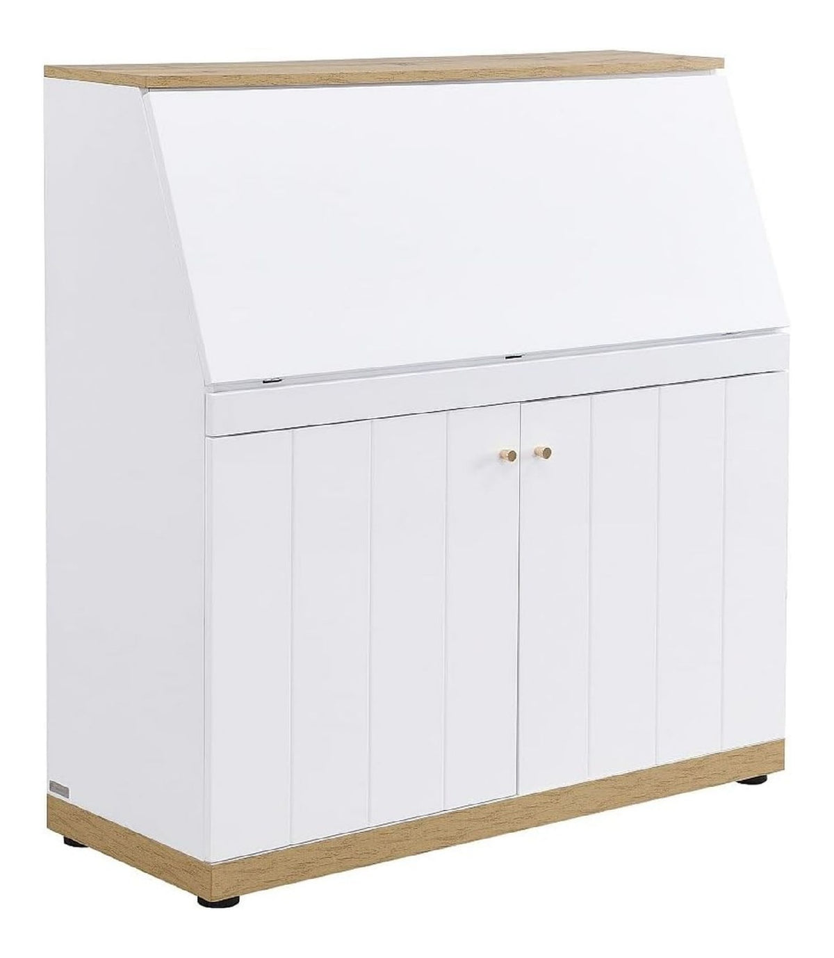 Bureau fonctionnel avec rangement ferme finition bois blanc 105 x 40 x 110 centim