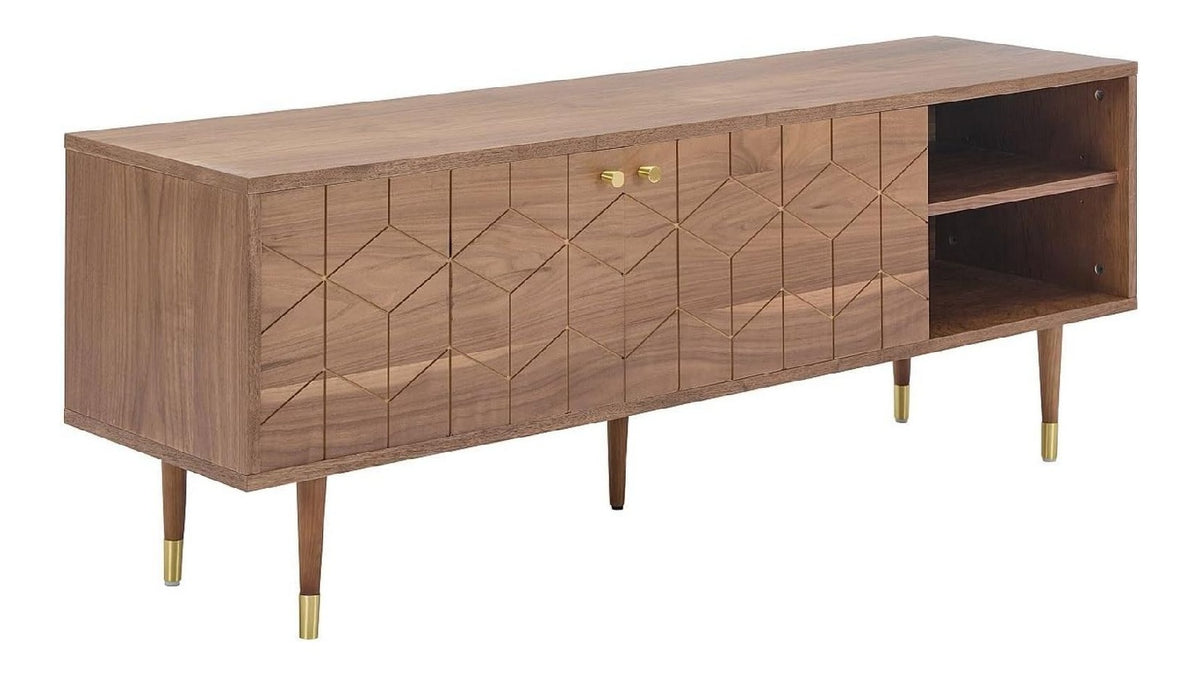 Banc TV avec rangement ferme finition bois naturel 150 x 40 x 55 centim