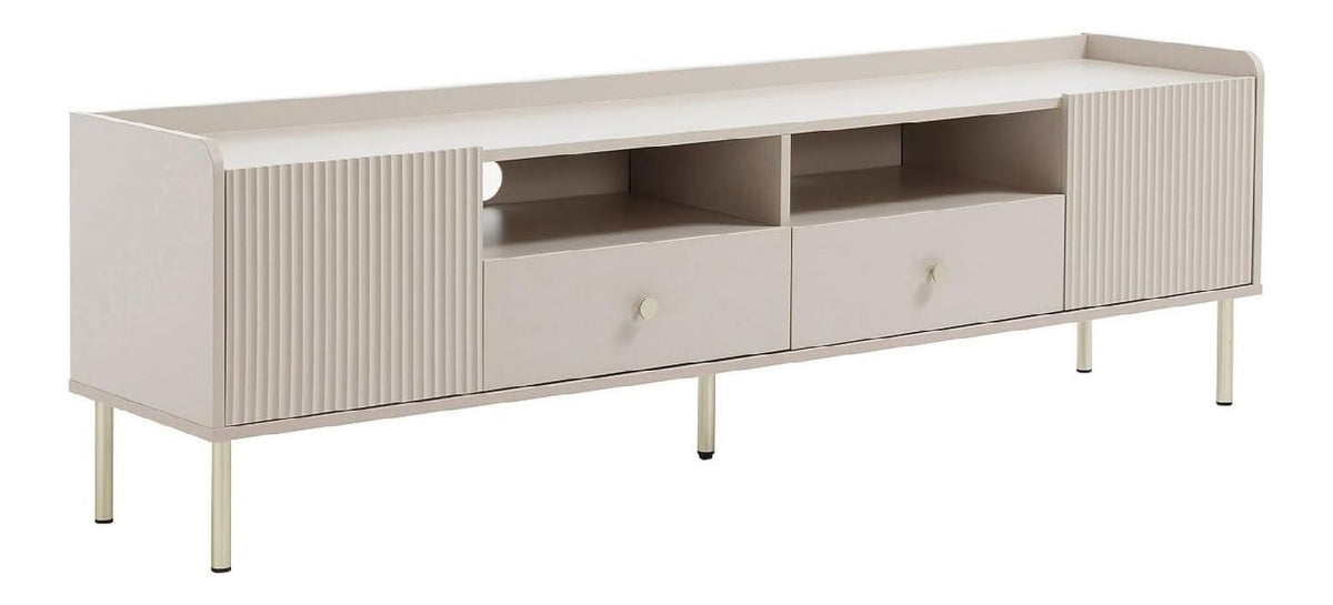 Banc TV avec tiroirs avec rangement ferme beige 180 x 40 x 54 centim