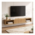 Banc TV avec rangement ferme finition bois chene