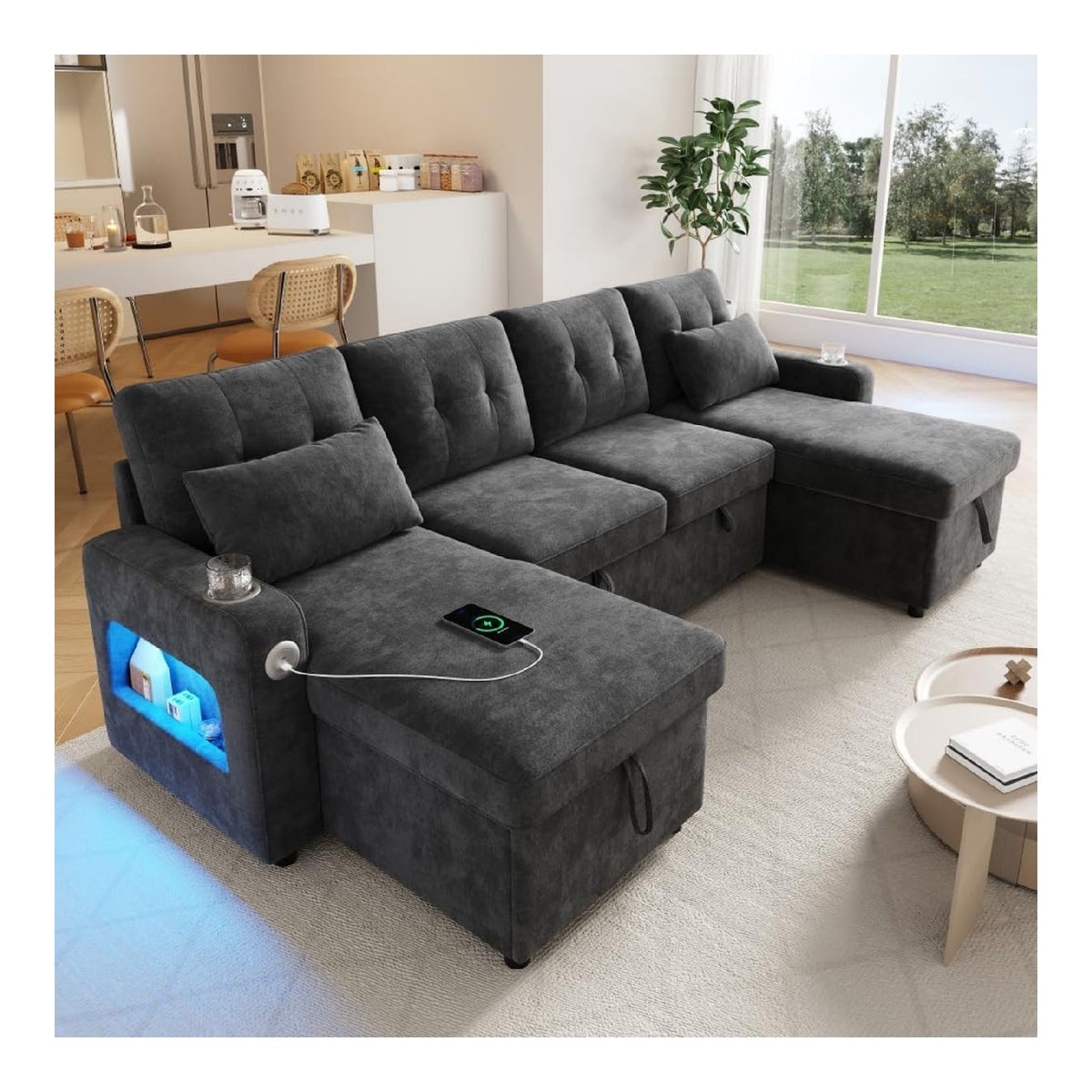 Canapes et divans avec rangement ferme finition bois gris