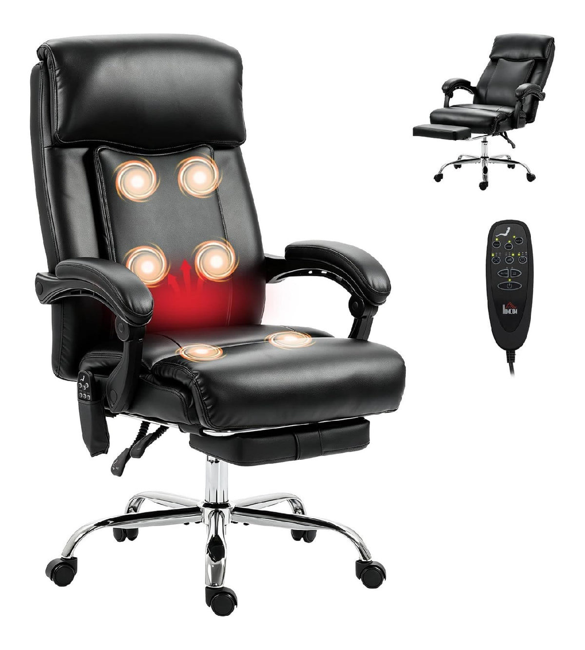 Chaise confortable reglable avec rangement ferme noir 59 x 64 x 120 centim