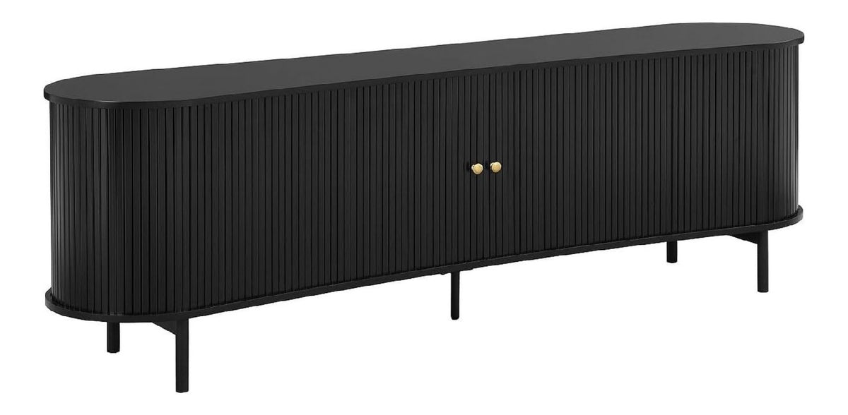 Banc TV avec rangement ferme finition bois noir 180 x 40 x 58 centim