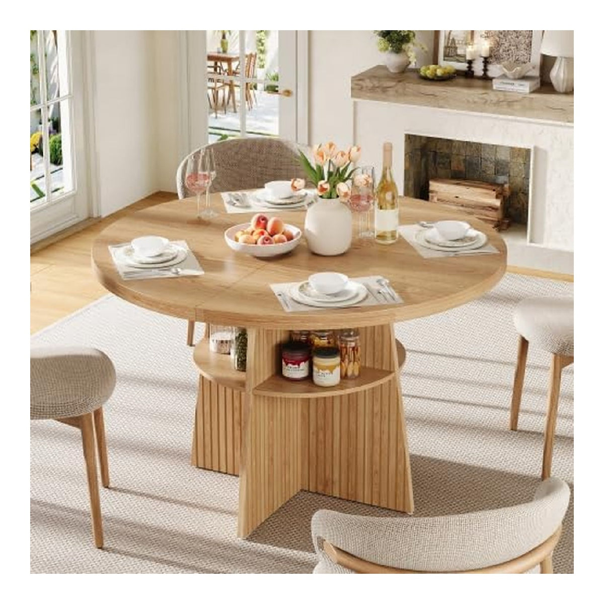 Tables avec rangement ferme finition bois naturel variante 924