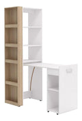 Bibliotheque avec rangement ferme finition bois blanc 61,8 x 39,6 x 180 centim