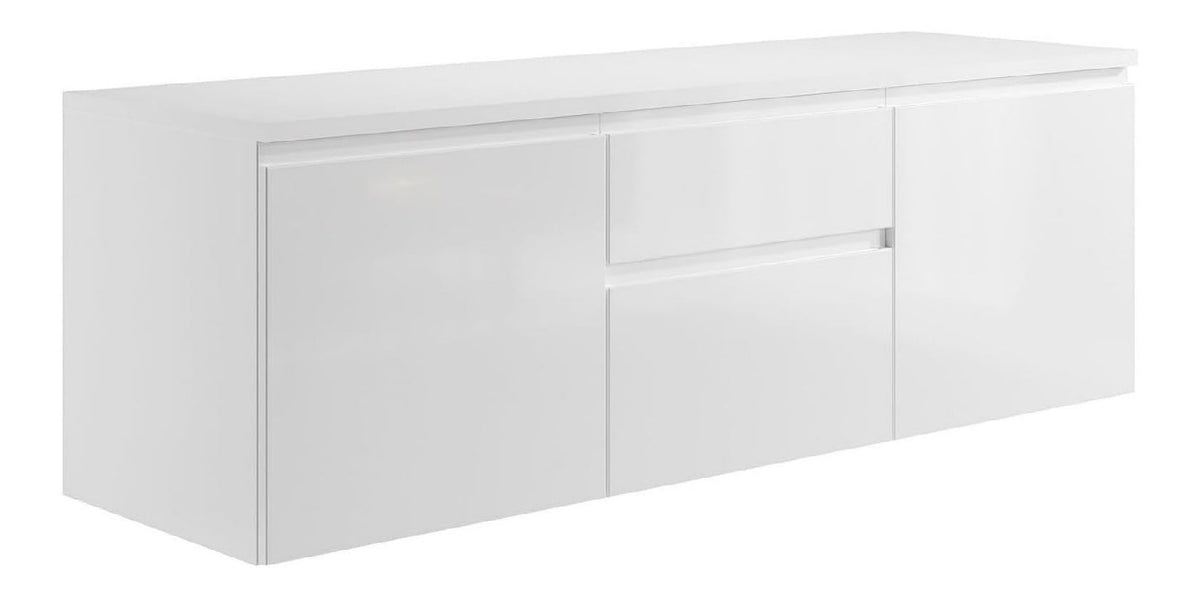 Meubles suspendus avec tiroirs finition bois blanc