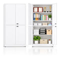 Armoire de rangement reglable avec rangement ferme blanc