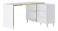 Bureau fonctionnel avec tiroirs avec rangement ferme blanc 138 x 109,1 x 75,6 centim