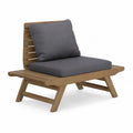 Chaise de jardin en bois avec coussins en polyester gris fonc¨¦