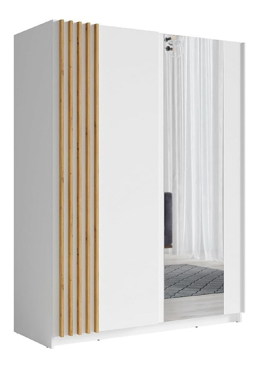 Armoire de rangement avec rangement ferme finition bois blanc