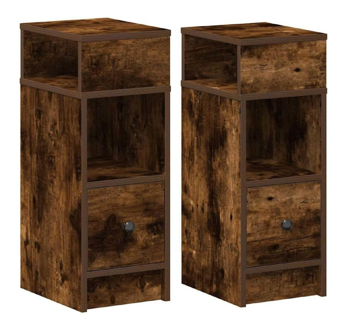 Table de chevet avec tiroirs avec rangement ferme chene 25 x 31 x 66 cm