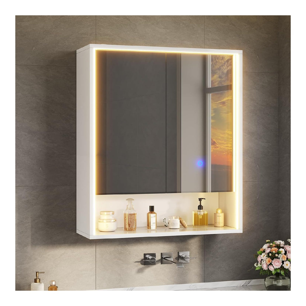 Armoires avec miroir reglable electrique blanc 60x19x70cm