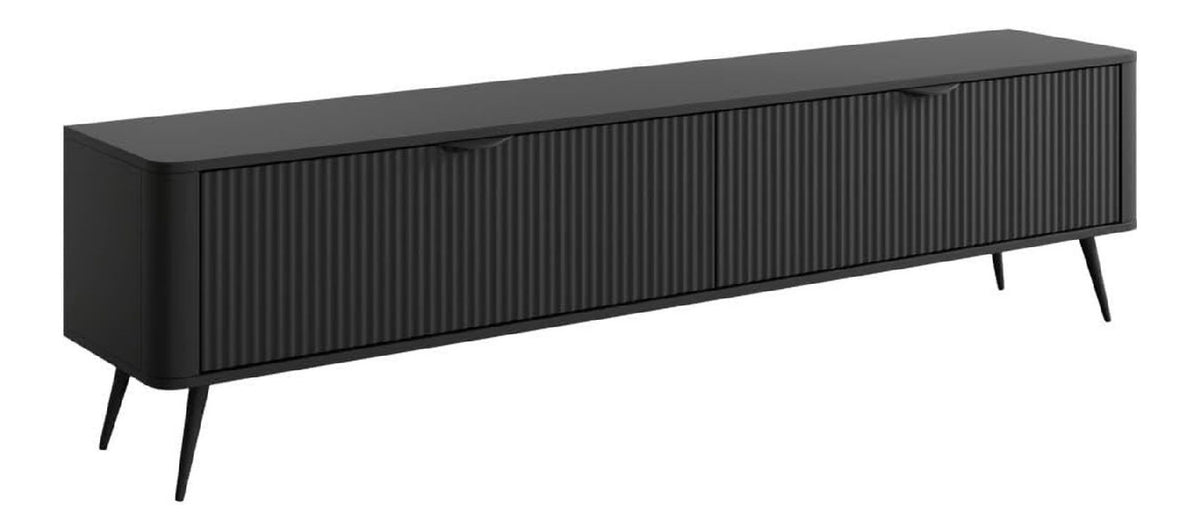 Banc TV avec rangement ferme finition bois noir 200 x 38 x 51,2 centim