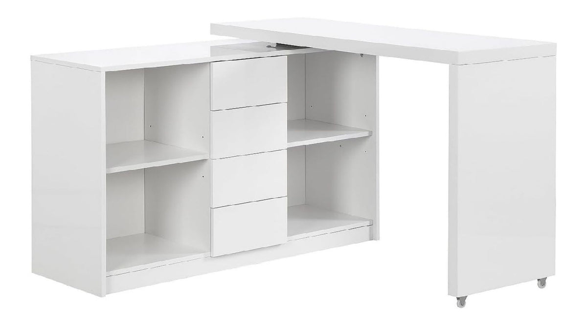 Bureau fonctionnel avec tiroirs avec rangement ferme blanc 120 x 42 x 76,5 centim