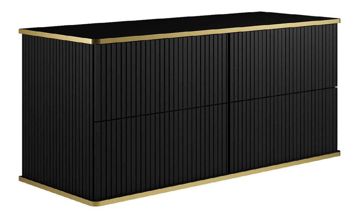 Meubles suspendus avec tiroirs avec rangement ferme noir 120 x 47 x 54 cm