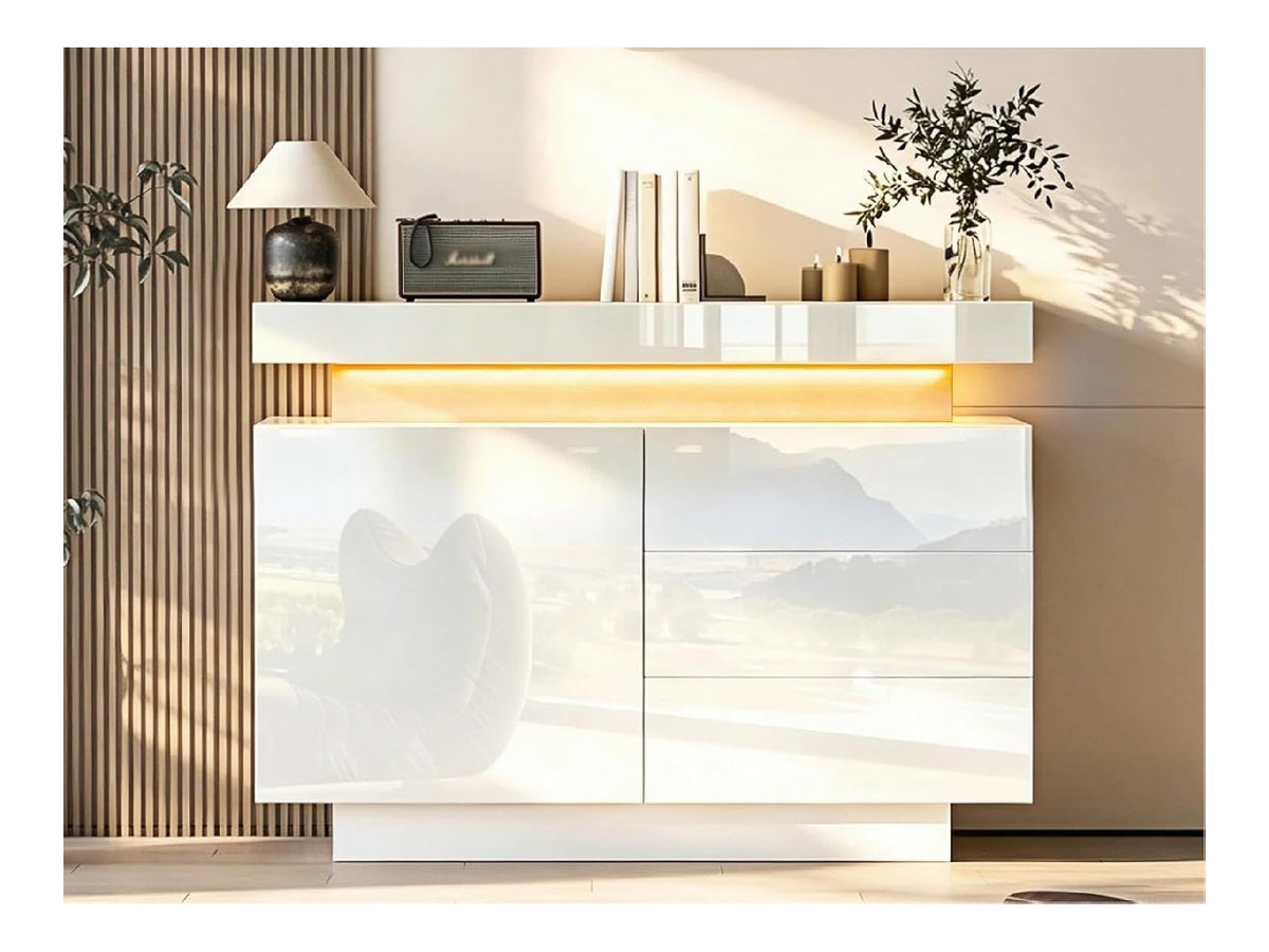 Commode de rangement avec tiroirs avec rangement ferme blanc 80x35x73cm