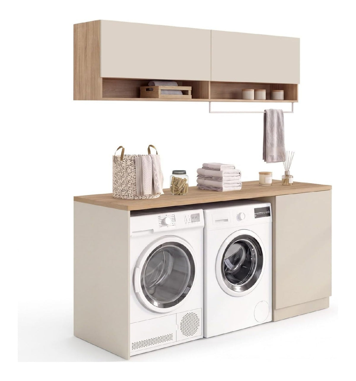 Meubles colonnes finition bois beige
