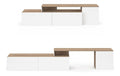 Banc TV avec rangement ferme finition bois blanc 240x40x43