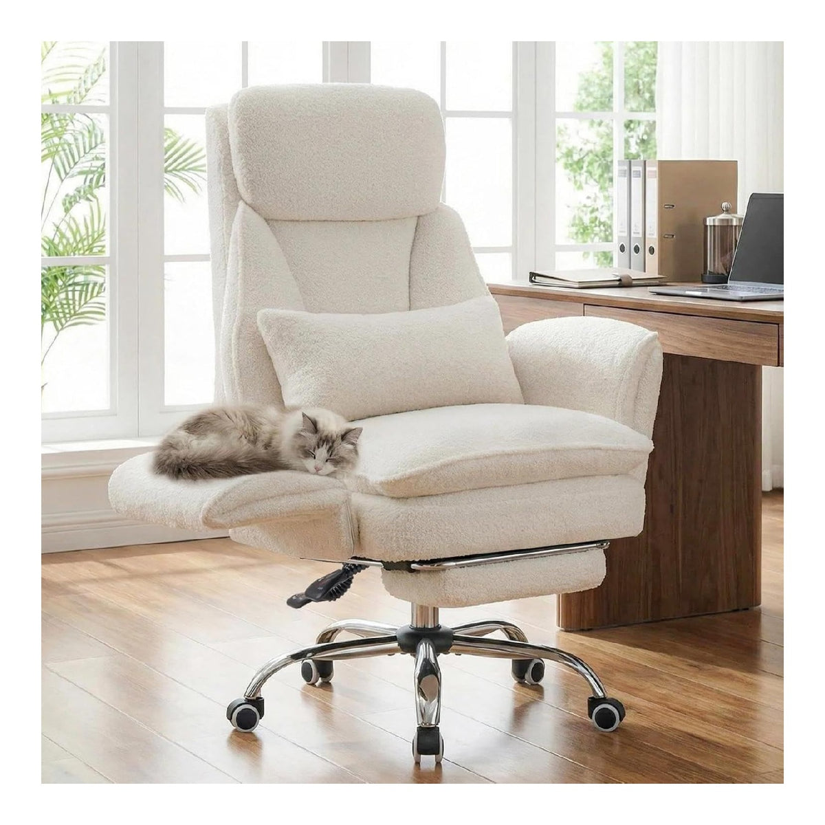 Chaise confortable reglable avec rangement ferme blanc