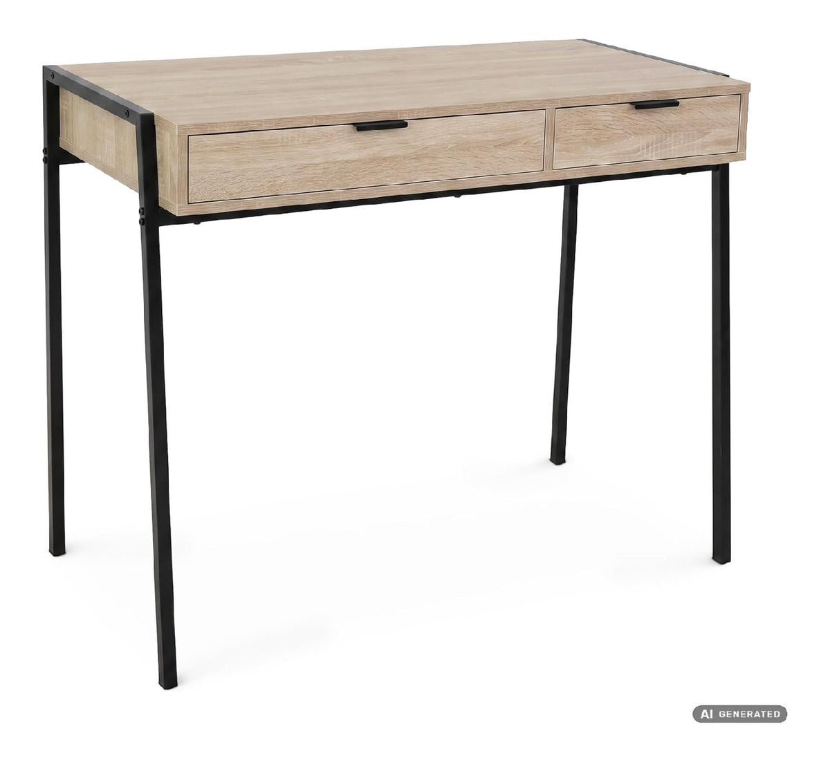 Bureau fonctionnel avec tiroirs structure metal chene