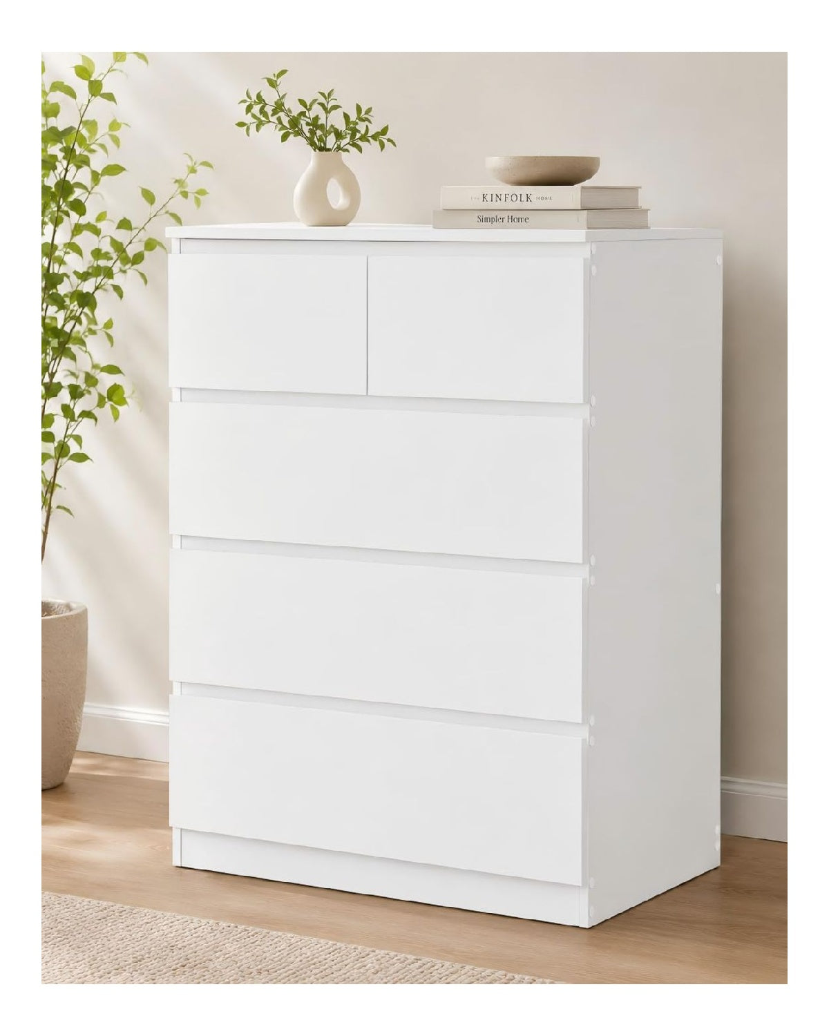 Commode de rangement avec tiroirs avec rangement ferme blanc 40 x 70 x 95 centim