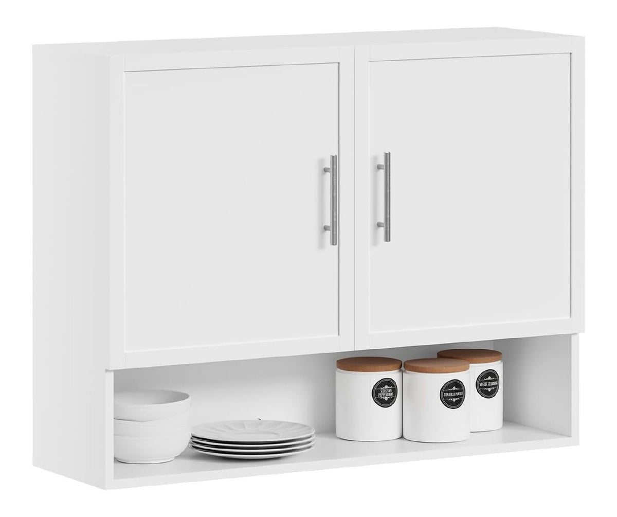 Rangements suspendus reglable avec rangement ferme blanc