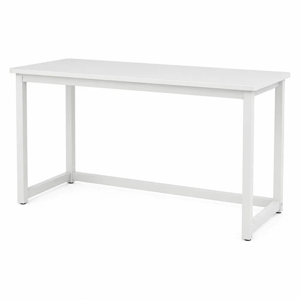 Bureau rectangulaire blanc en bois et m¨¦tal 120 cm x 60 cm x 75 cm