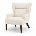 Fauteuil en Tissu Boucl¨¦ Beige et Bois Massif