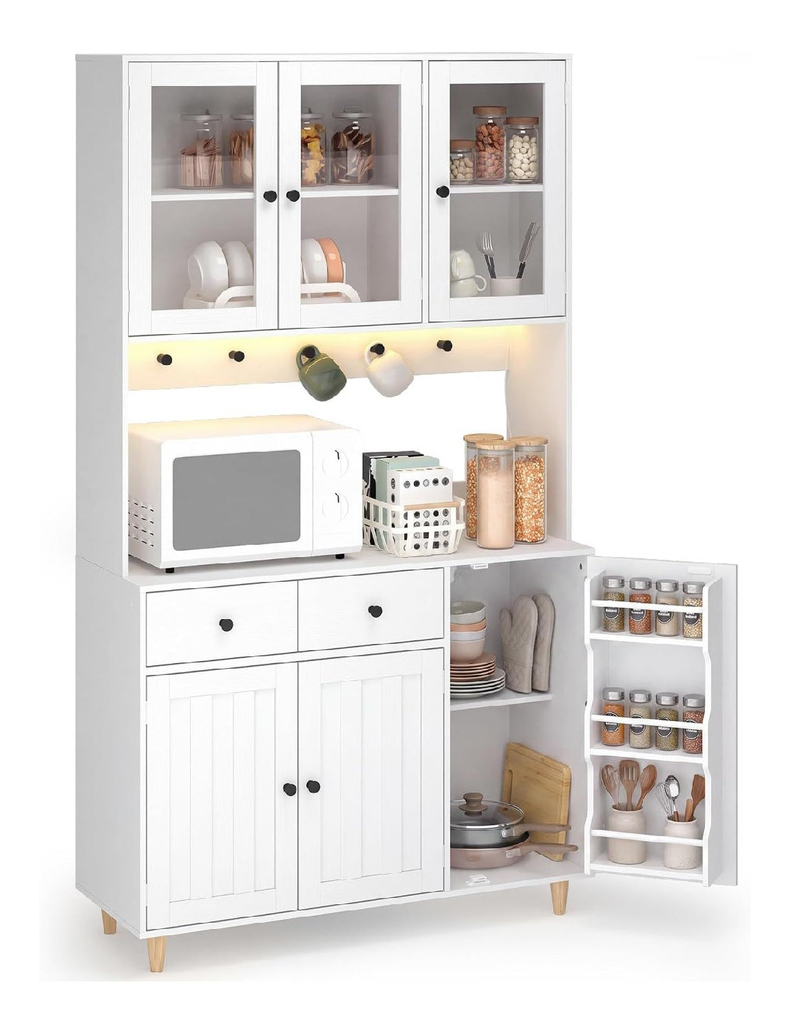 Buffets, credences et vaisseliers avec tiroirs avec rangement ferme blanc 100 x 38 x 180 cm