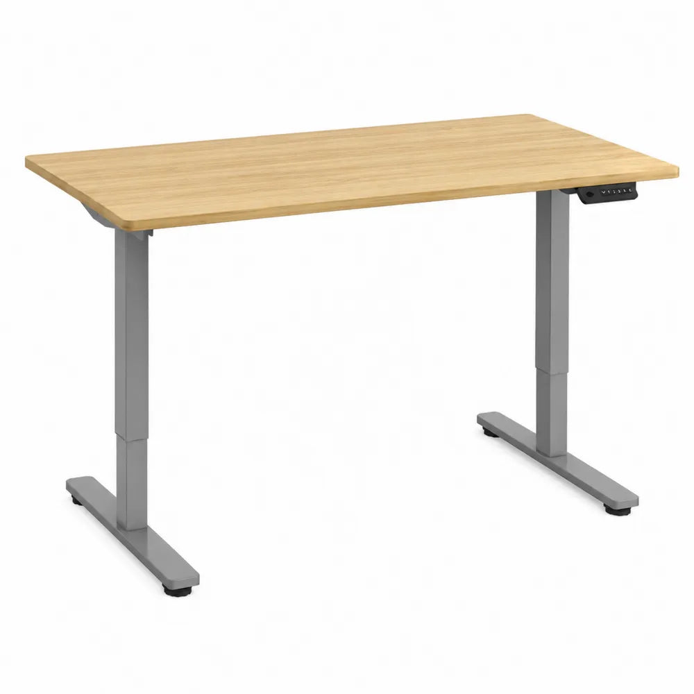 Bureau R¨¦glable en Hauteur Ch¨ºne et Acier 120x60 cm