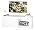 Banc TV avec rangement ferme blanc 140x40x48 cm