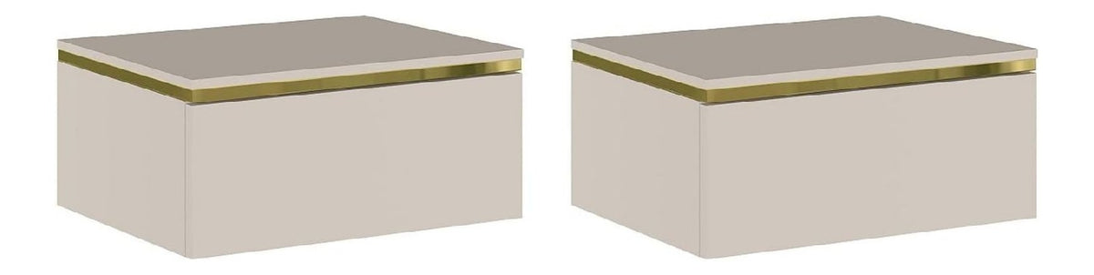 Table de chevet avec tiroirs avec rangement ferme beige 48,5 x 38,2 x 19,8 centim