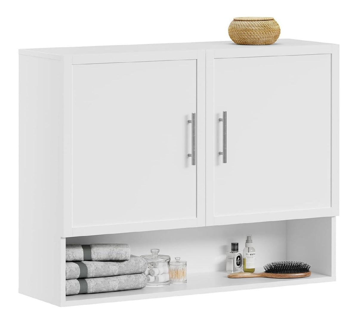 Meubles suspendus reglable avec rangement ferme blanc