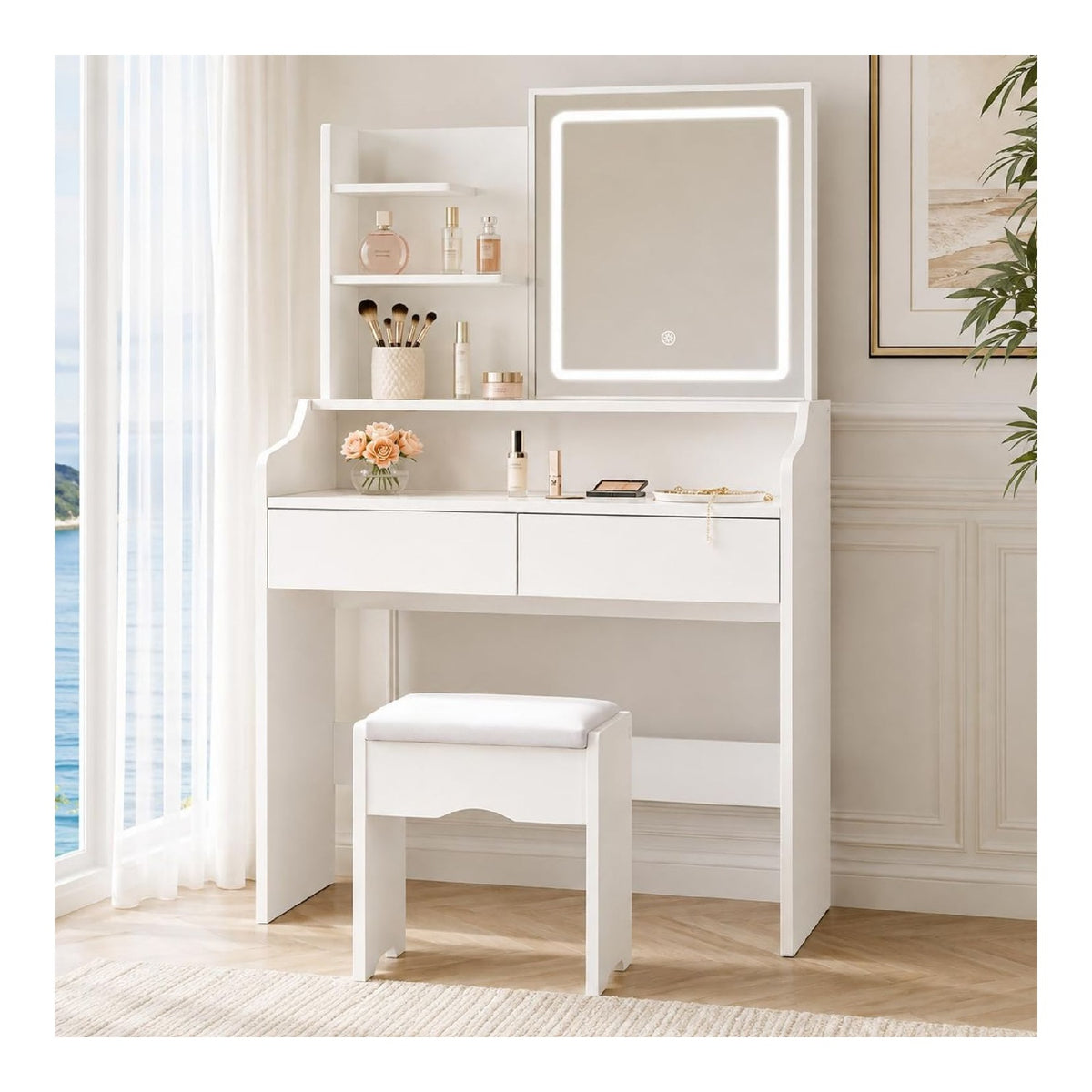 Coiffeuses reglable electrique blanc 81 x 125 x 35 centim