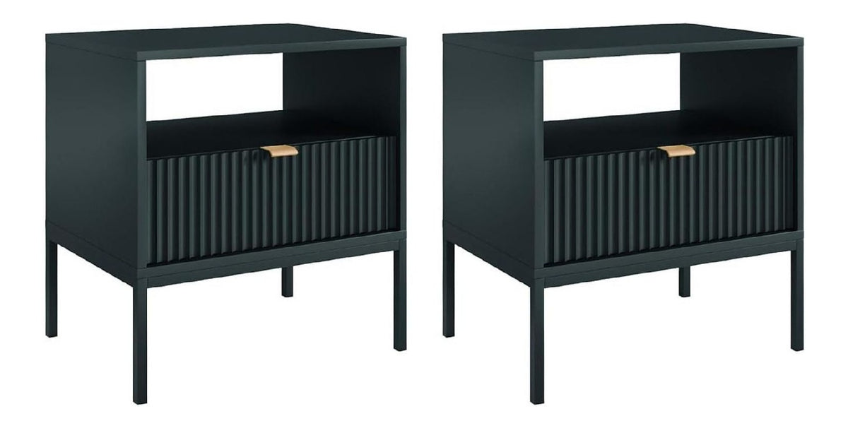 Table de chevet avec tiroirs finition bois noir