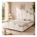 Cadres de lit avec rangement ferme revetement boucle beige