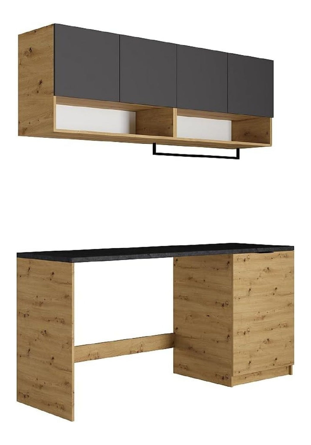 Meubles-lavabos avec rangement ferme finition bois naturel 182 x 60 x 88 centim