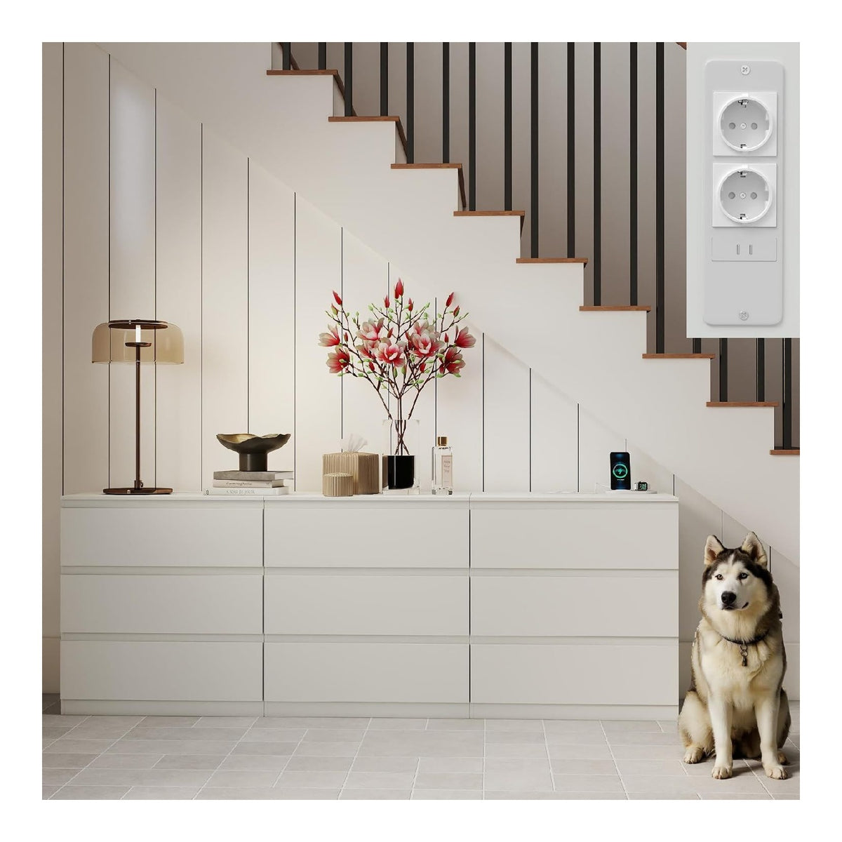 Commode de rangement avec tiroirs blanc 210 x 40 x 75 cm