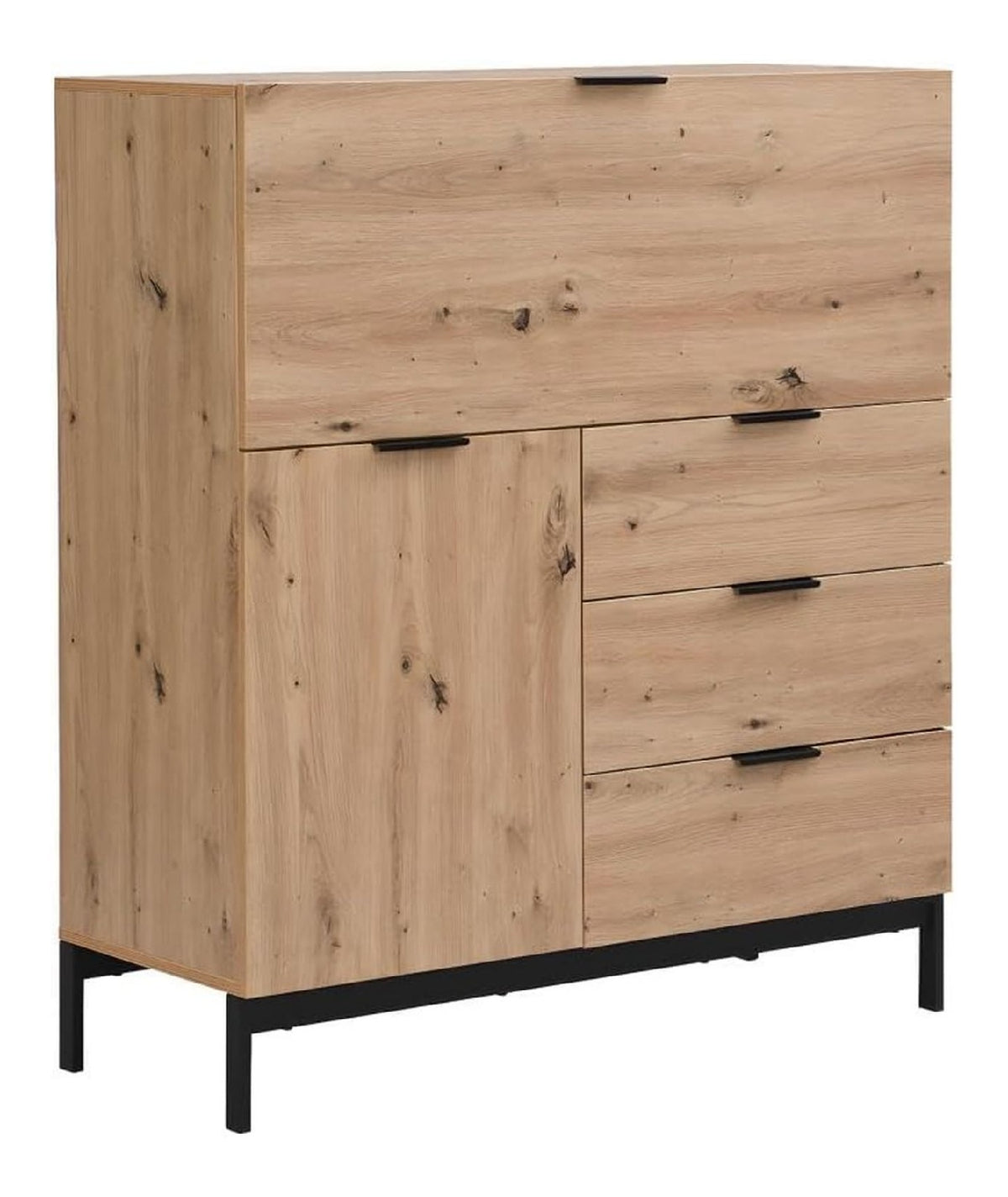 Armoire de rangement avec tiroirs avec rangement ferme naturel 100 x 40 x 115 centim