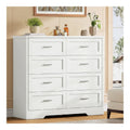 Commode de rangement avec tiroirs avec rangement ferme blanc 35 x 107 x 96,5 centim