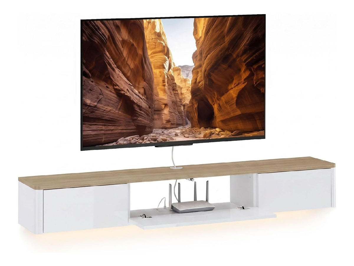 Banc TV avec tiroirs blanc