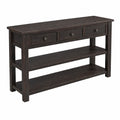 Console en bois noir avec 3 tiroirs et 2 ¨¦tag¨¨res