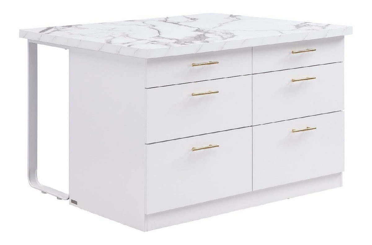 Rangements sur pied avec tiroirs avec rangement ferme blanc