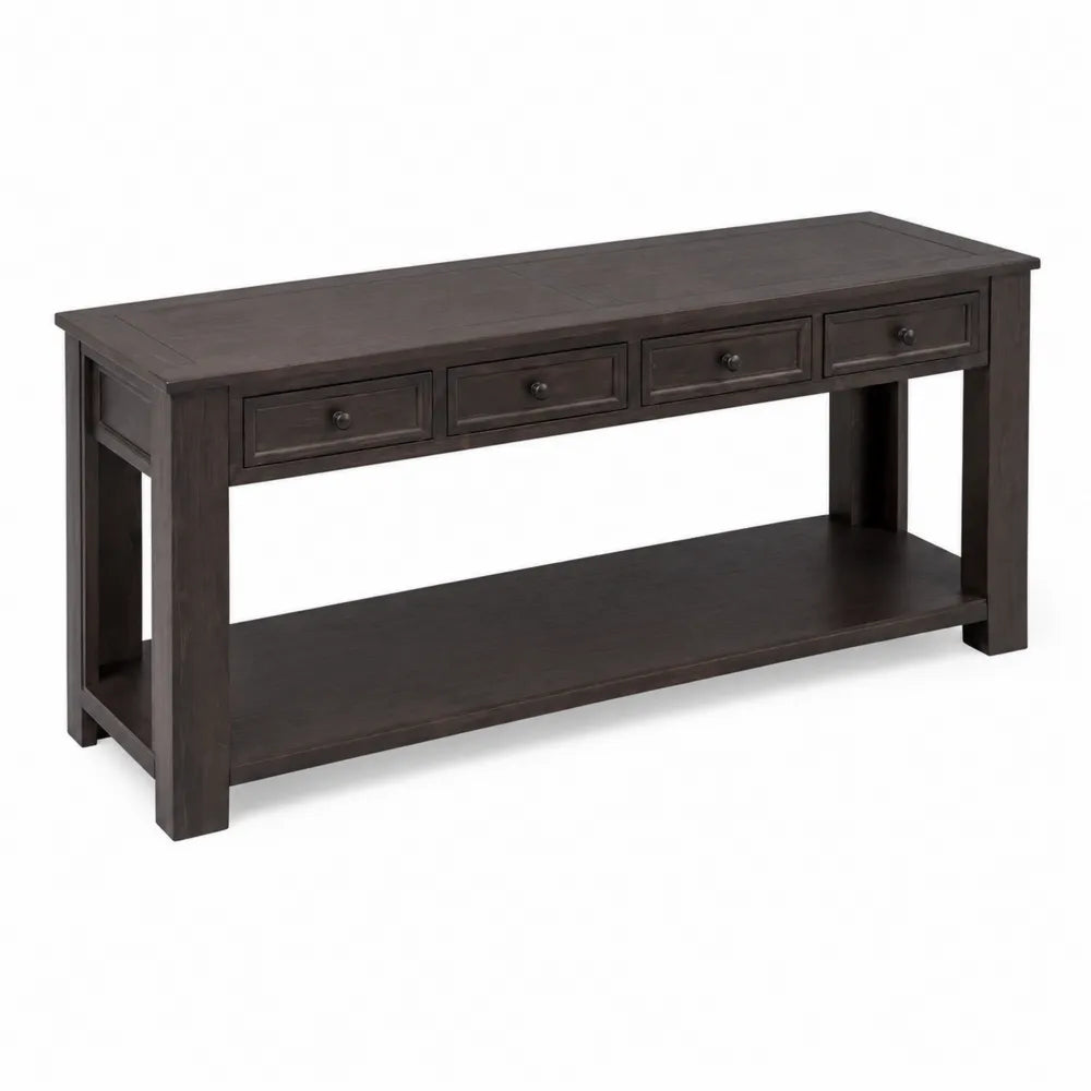 Console en bois d'acajou marron avec 4 tiroirs 170x40x80 cm