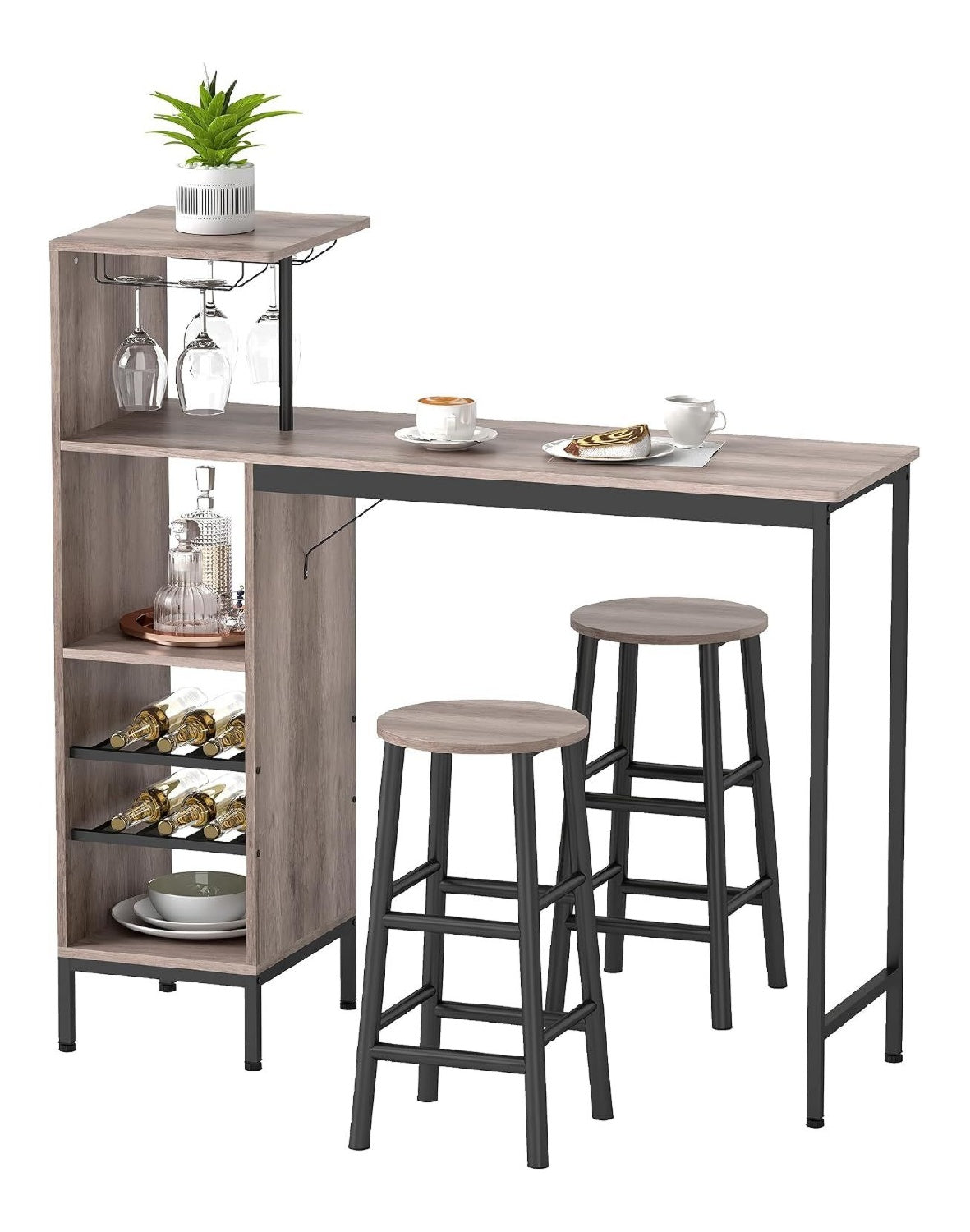 Ensembles pour bar avec rangement ferme finition bois gris